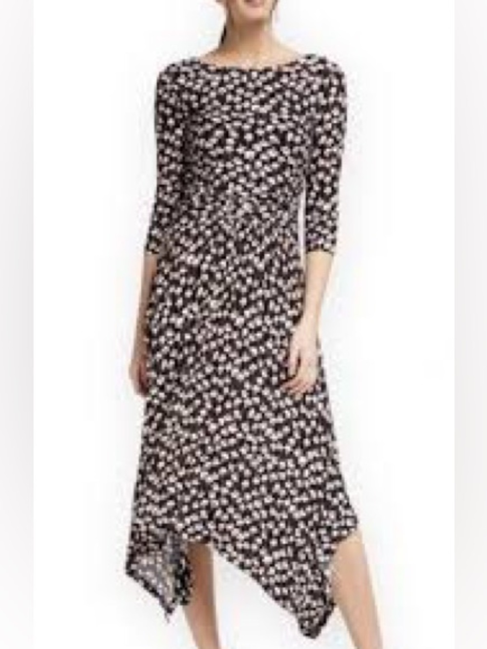Boden Maisie Jersey Midi Dress With Handerchief Hem And Floral Print